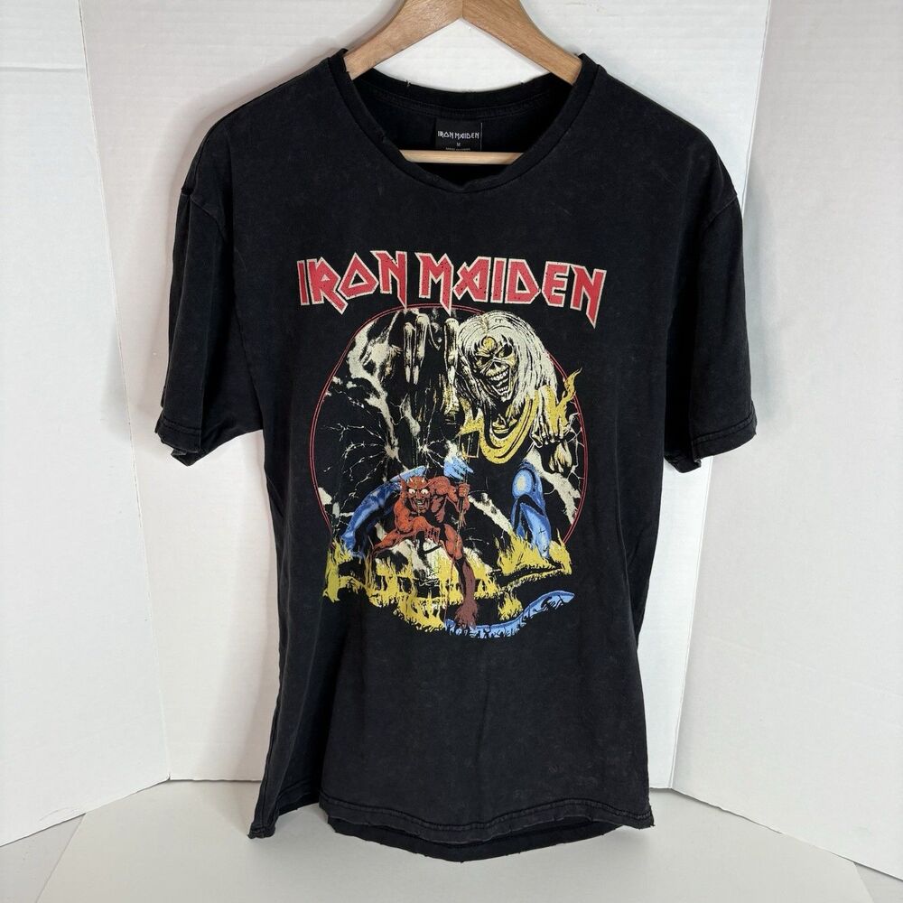 Iron Maiden Graphic 1982 Tour T Shirt, Medium, Black, Rock And Roll Vintage